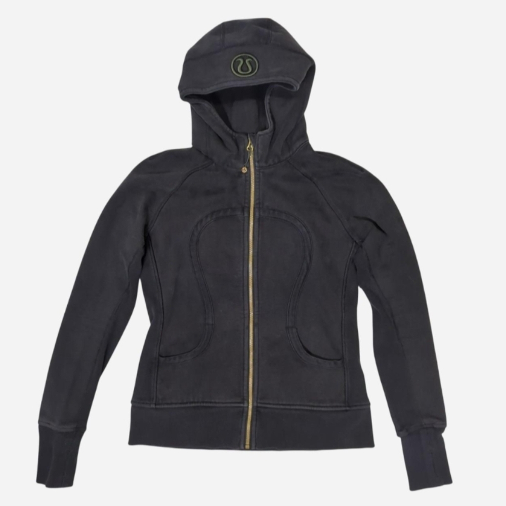 Lululemon black, olive & gold scuba jacket Tag‎ size 10